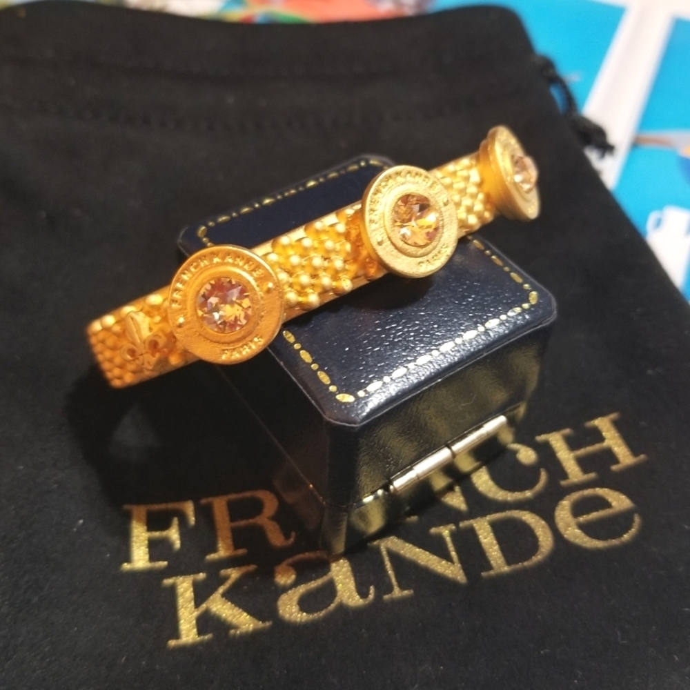 FRENCH KANDE 24K European Pink Crystal Cuff Bracelet - Picture 8 of 9